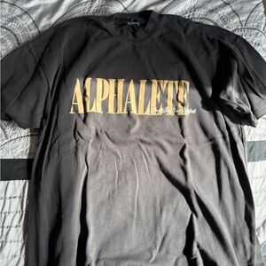 Alphalete Men's Black Tee with Gold Logo